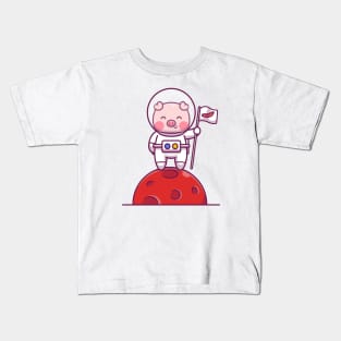 Cute Pig Astronaut Kids T-Shirt